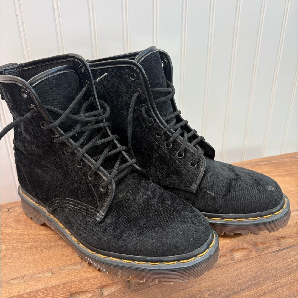 Black Velvet Lace-Up Doc Martens